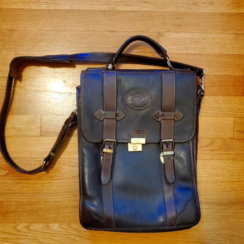 Eddie Bauer brown leather lockable briefcase bag